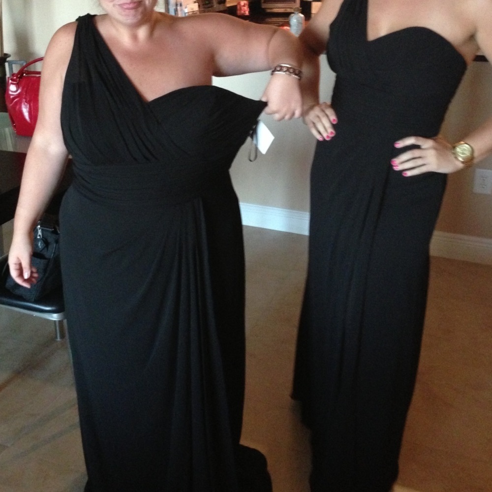 Black asymmetrical bridesmaid dress
